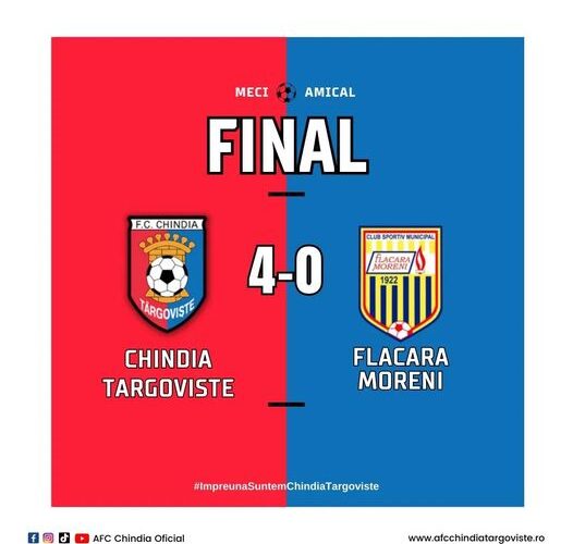 Meci de verificare! Chindia Târgoviște – Flacăra Moreni 4-0 (1-0)!